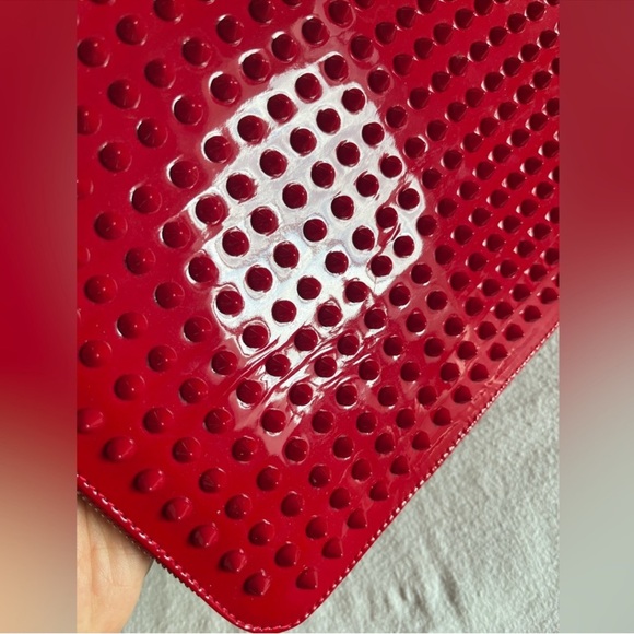 Christian Louboutin Red patent cris spiked leather Pouch for I pad or much more! - Picture 6 of 14